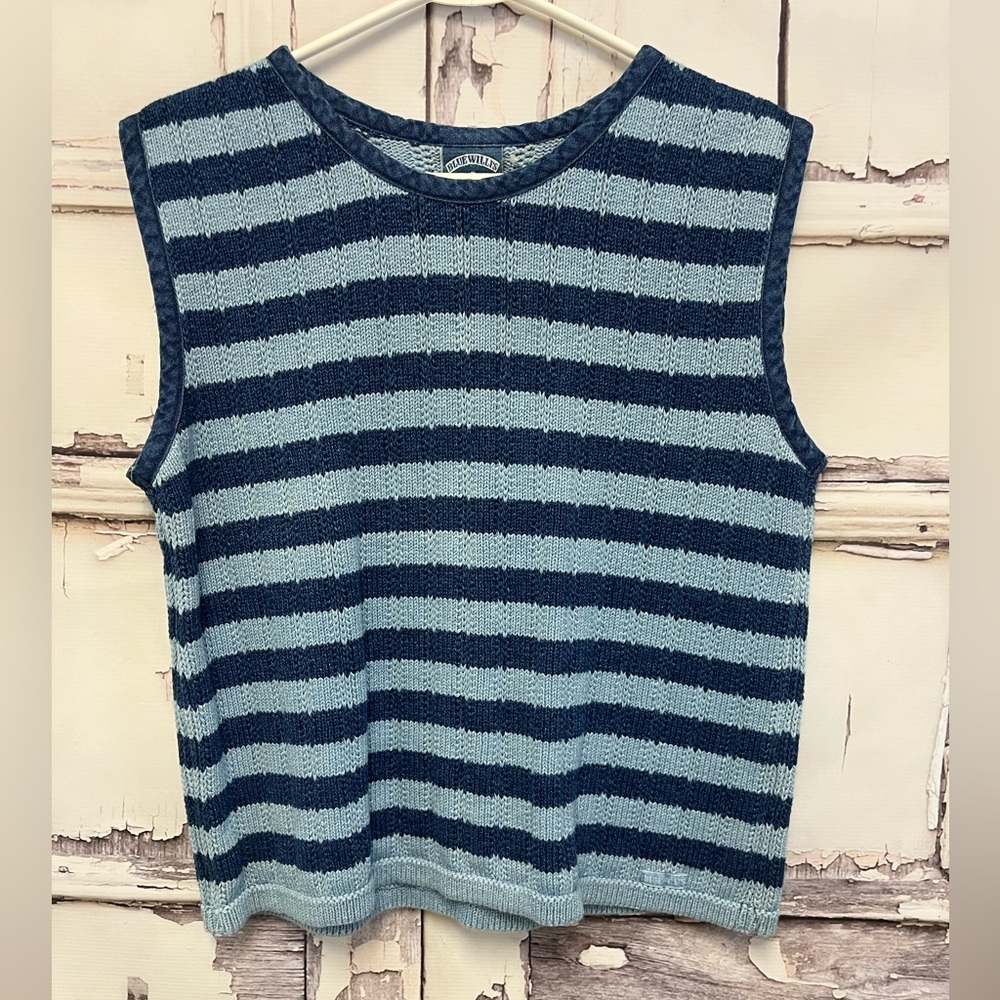 Blue Willi’s Blue Stripe Womens Sweater Vest Size XXL